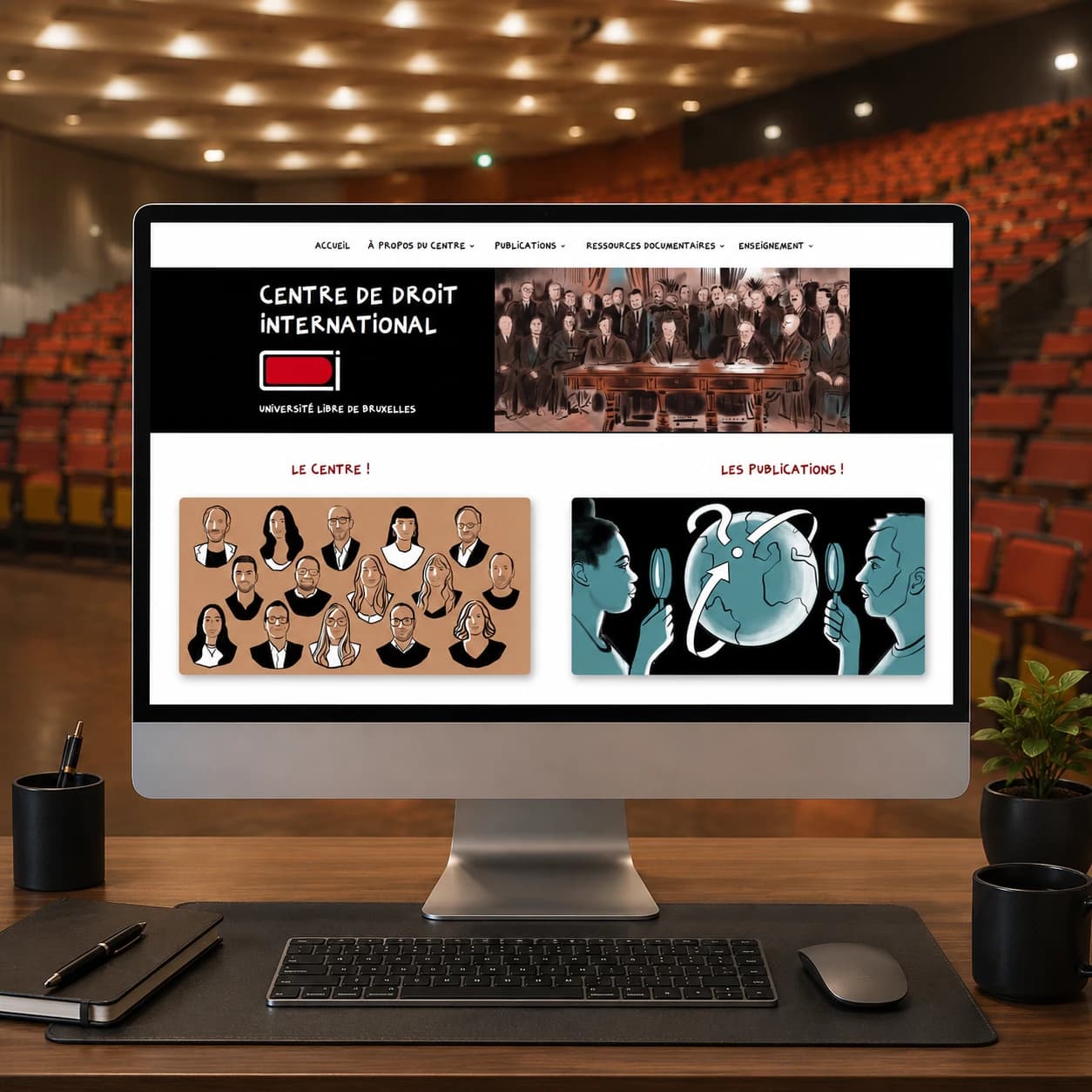 Mockup desktop — refonte WordPress du site ULB Centre de droit international