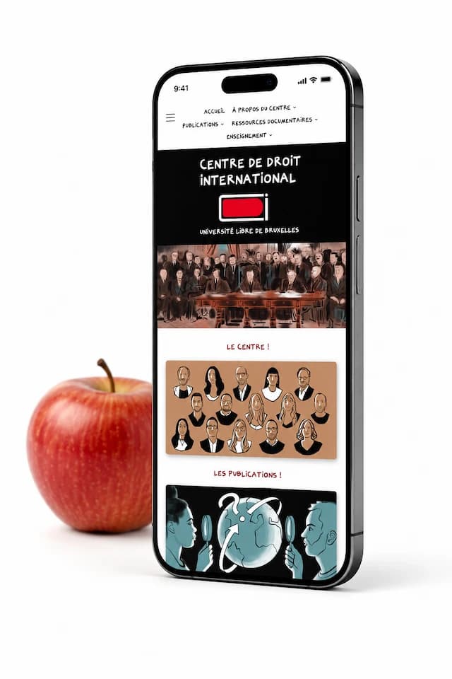 Mockup mobile — site ULB Centre Droit International, réalisé par EasyOnWeb