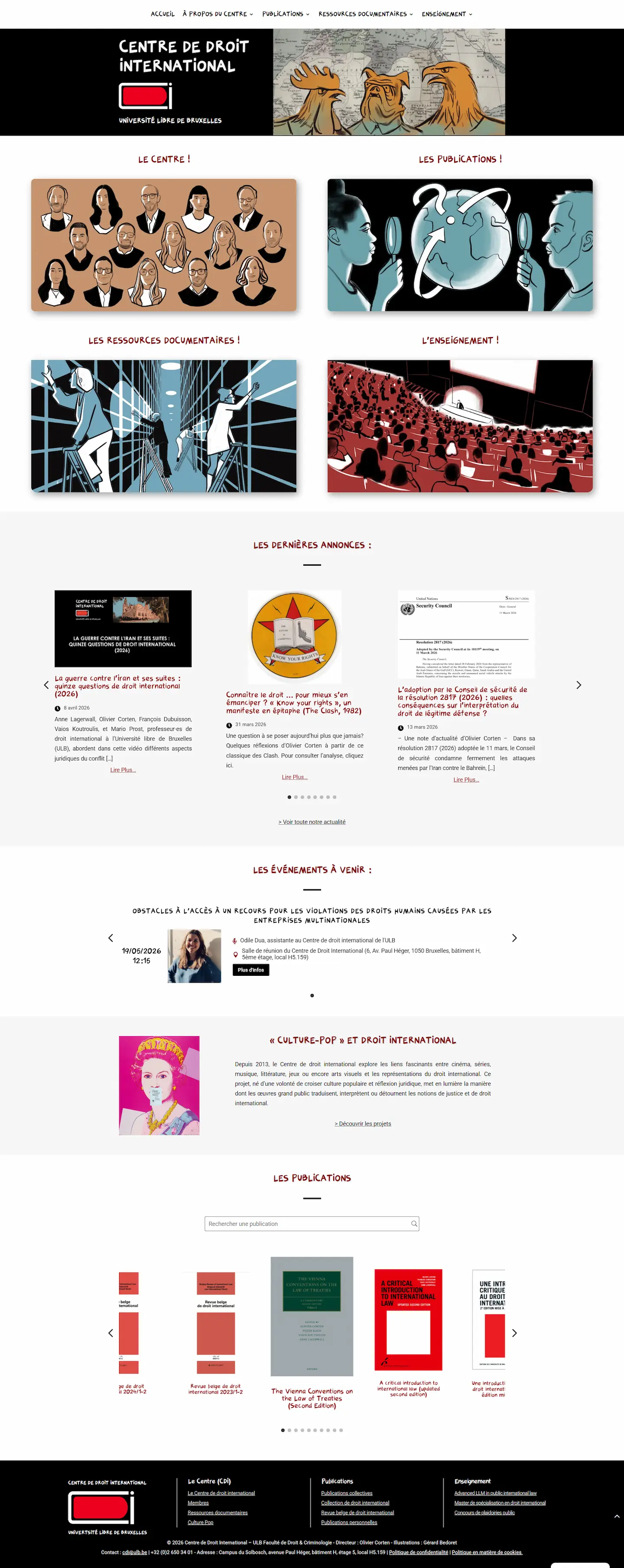 Capture d'écran complète du site CDI ULB après refonte WordPress